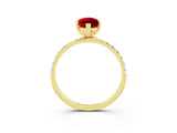 Yellow gold Marquise Cut Diamond Pavé Band with Six-Prong Setting_3