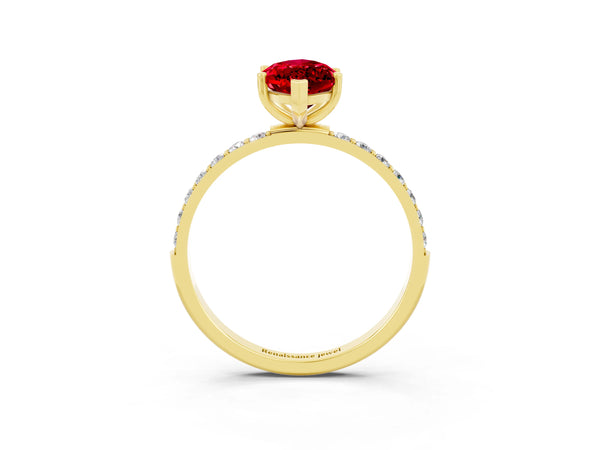 Yellow gold Marquise Cut Diamond Pavé Band with Six-Prong Setting