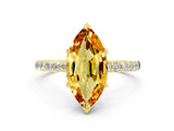 Yellow gold Marquise Cut Diamond Pavé Band with Six-Prong Setting