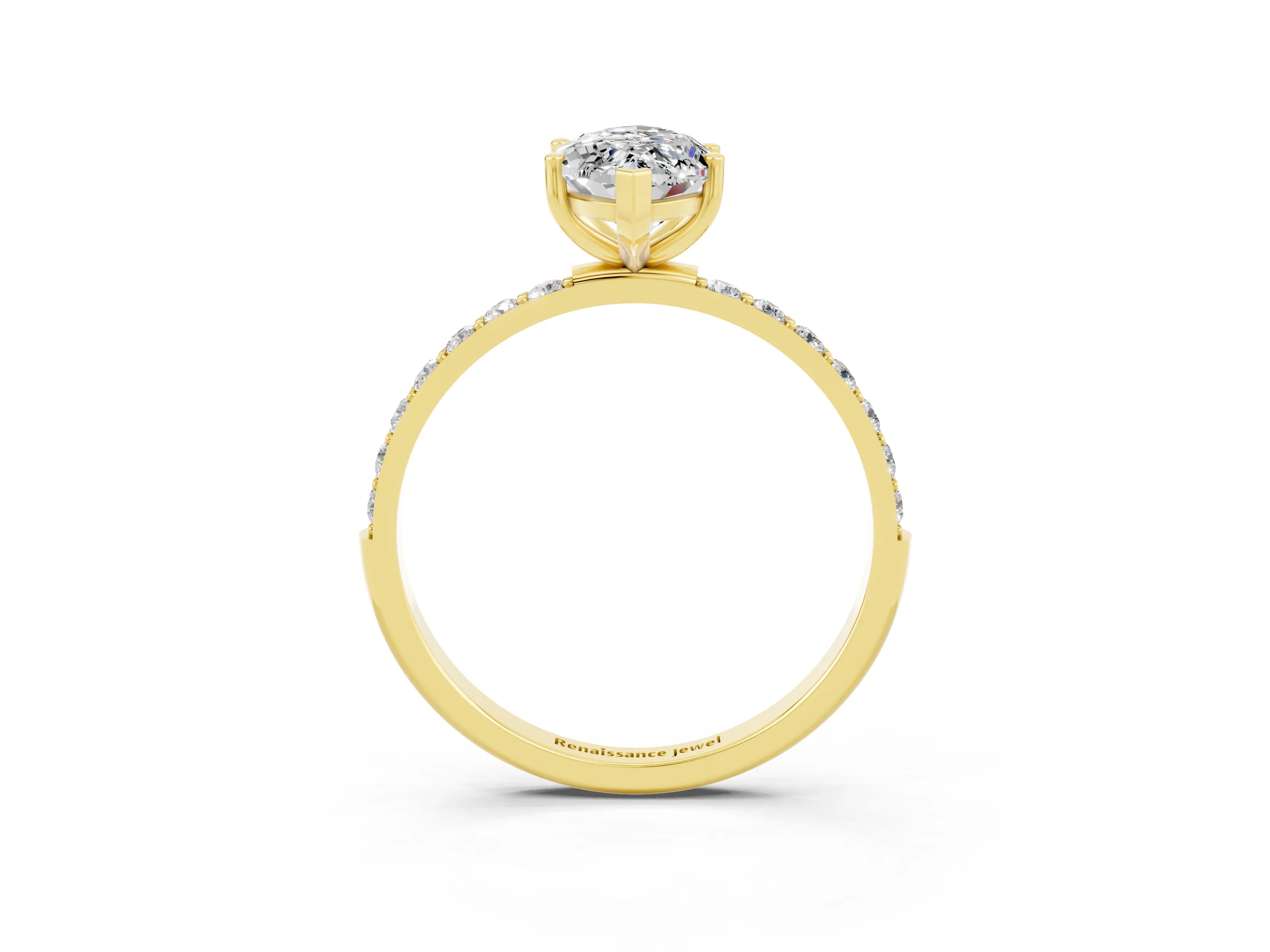 Yellow gold Marquise Cut Diamond Pavé Band with Six-Prong Setting_3