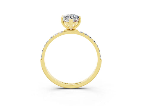 Yellow gold Marquise Cut Diamond Pavé Band with Six-Prong Setting_3