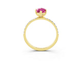 Yellow gold Marquise Cut Diamond Pavé Band with Six-Prong Setting_3