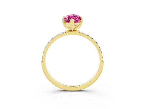 Yellow gold Marquise Cut Diamond Pavé Band with Six-Prong Setting_3