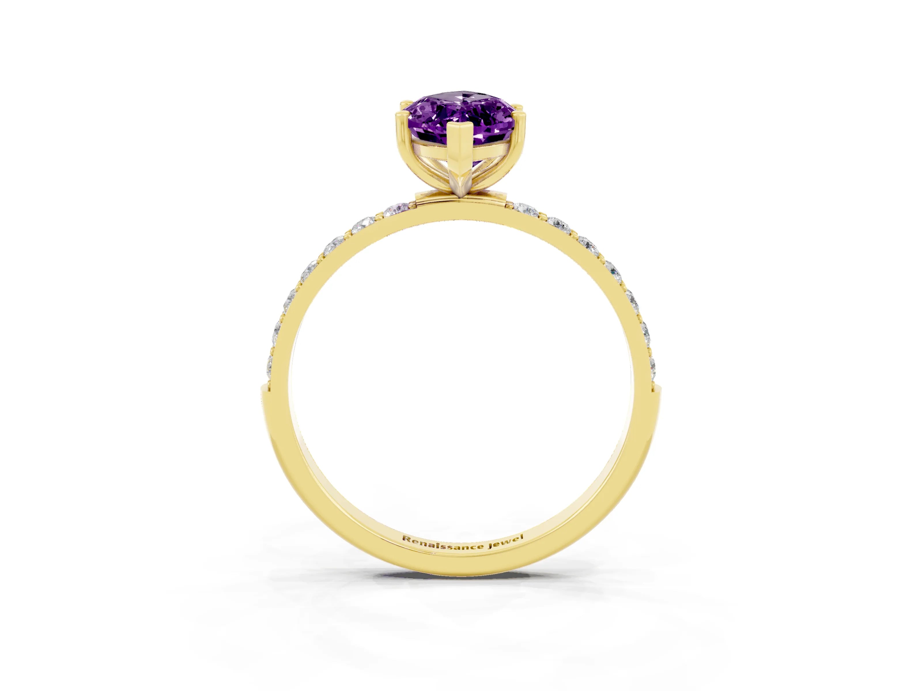 Yellow gold Marquise Cut Diamond Pavé Band with Six-Prong Setting_3