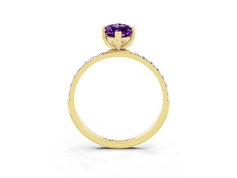 Yellow gold Marquise Cut Diamond Pavé Band with Six-Prong Setting_3