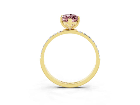 Yellow gold Marquise Cut Diamond Pavé Band with Six-Prong Setting_3