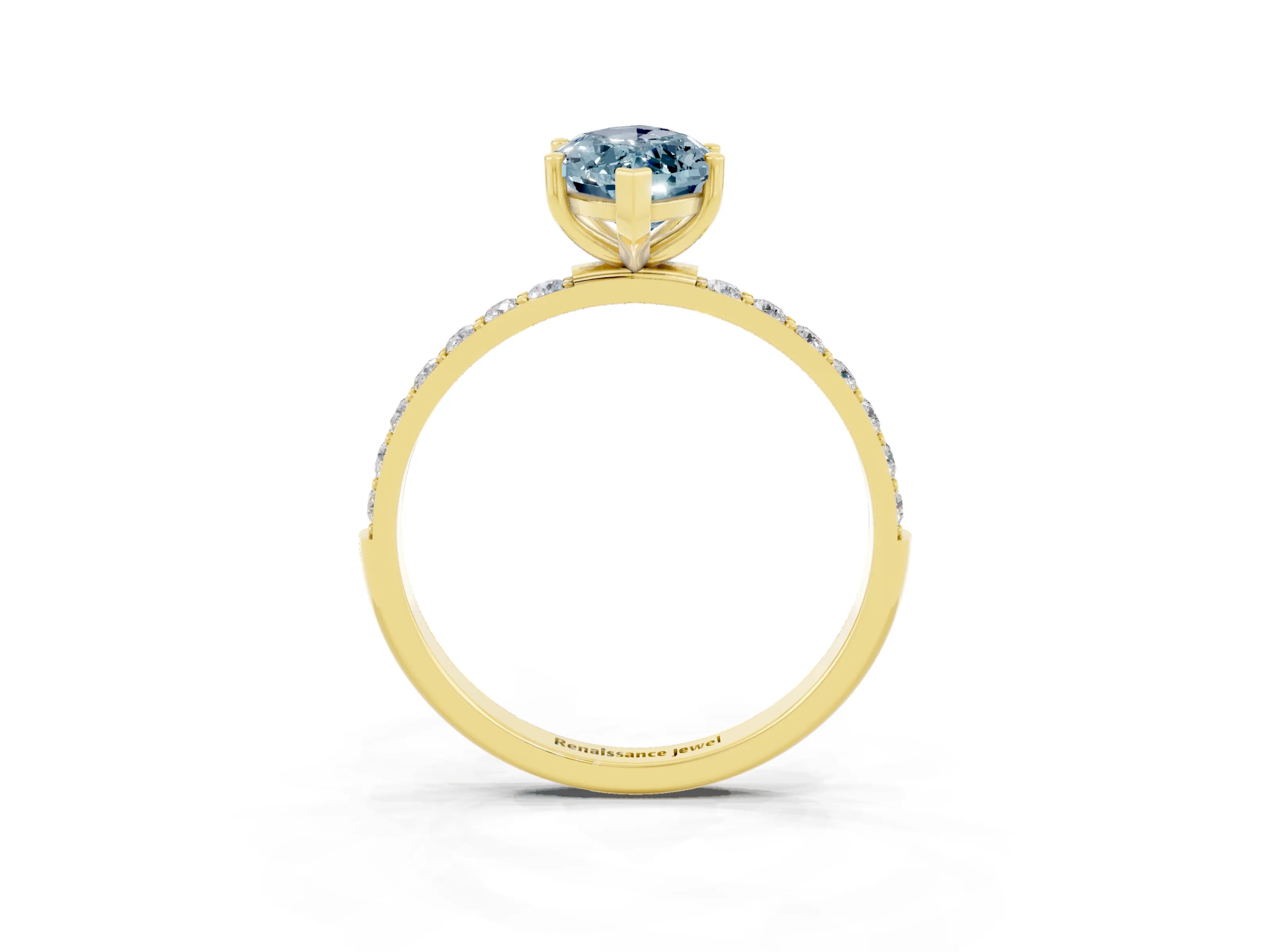 Yellow gold Marquise Cut Diamond Pavé Band with Six-Prong Setting_3