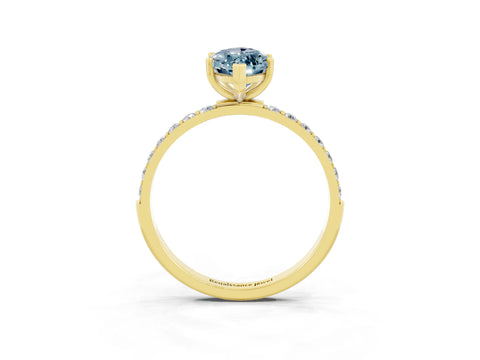 Yellow gold Marquise Cut Diamond Pavé Band with Six-Prong Setting_3