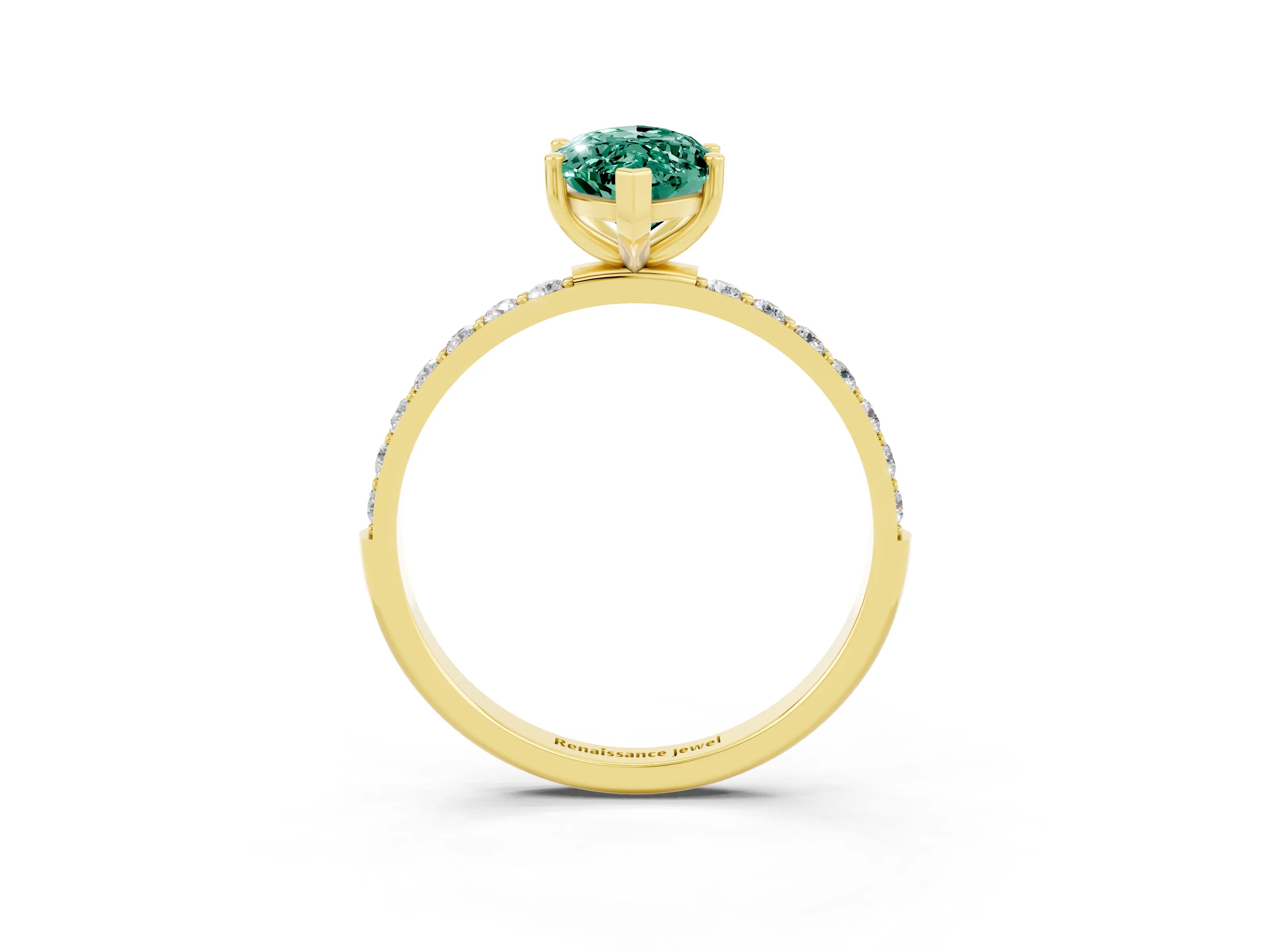Yellow gold Marquise Cut Diamond Pavé Band with Six-Prong Setting_3