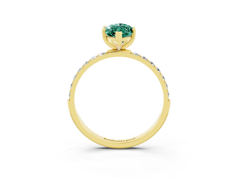 Yellow gold Marquise Cut Diamond Pavé Band with Six-Prong Setting_3