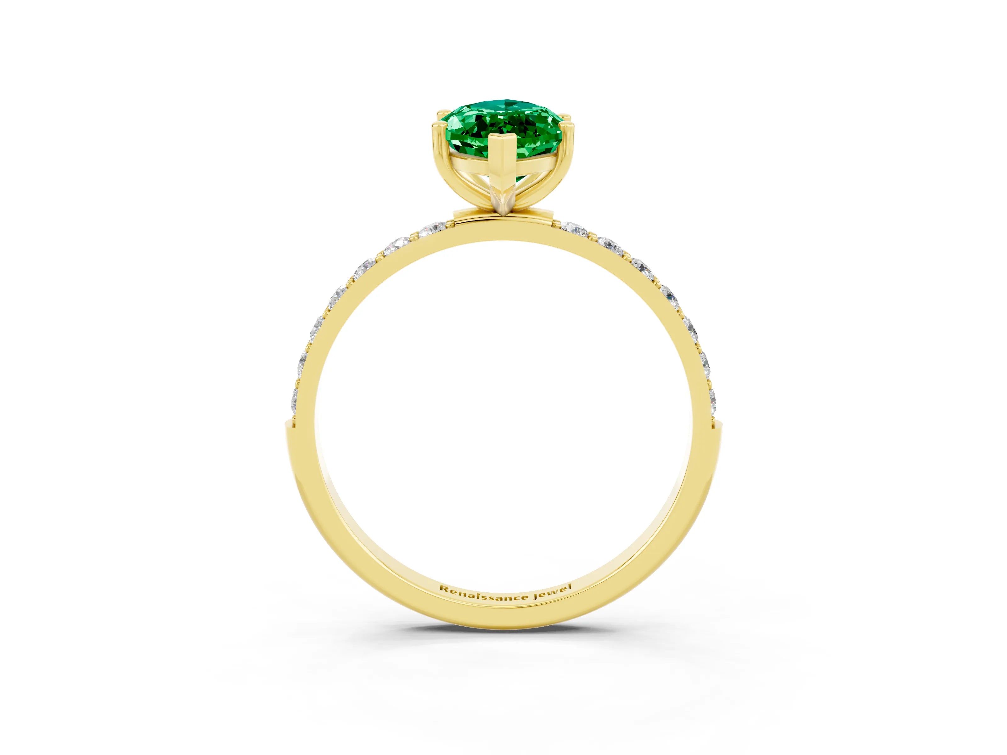 Yellow gold Marquise Cut Diamond Pavé Band with Six-Prong Setting_3