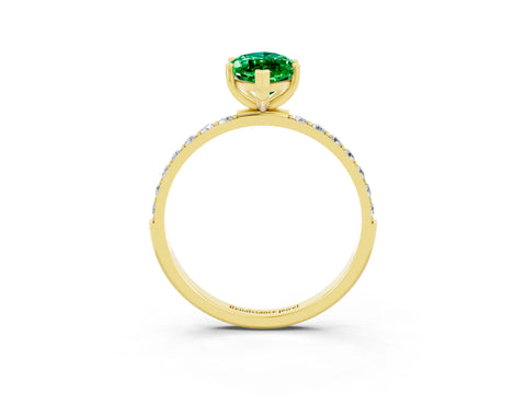 Yellow gold Marquise Cut Diamond Pavé Band with Six-Prong Setting_3