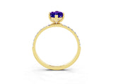 Yellow gold Marquise Cut Diamond Pavé Band with Six-Prong Setting_3