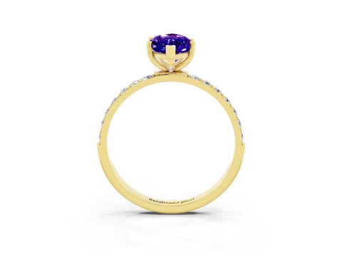 Yellow gold Marquise Cut Diamond Pavé Band with Six-Prong Setting_3