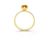 Yellow gold Marquise Cut Diamond Pavé Band with Six-Prong Setting_3