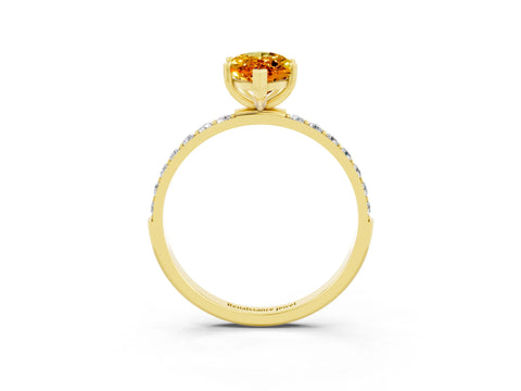 Yellow gold Marquise Cut Diamond Pavé Band with Six-Prong Setting_3