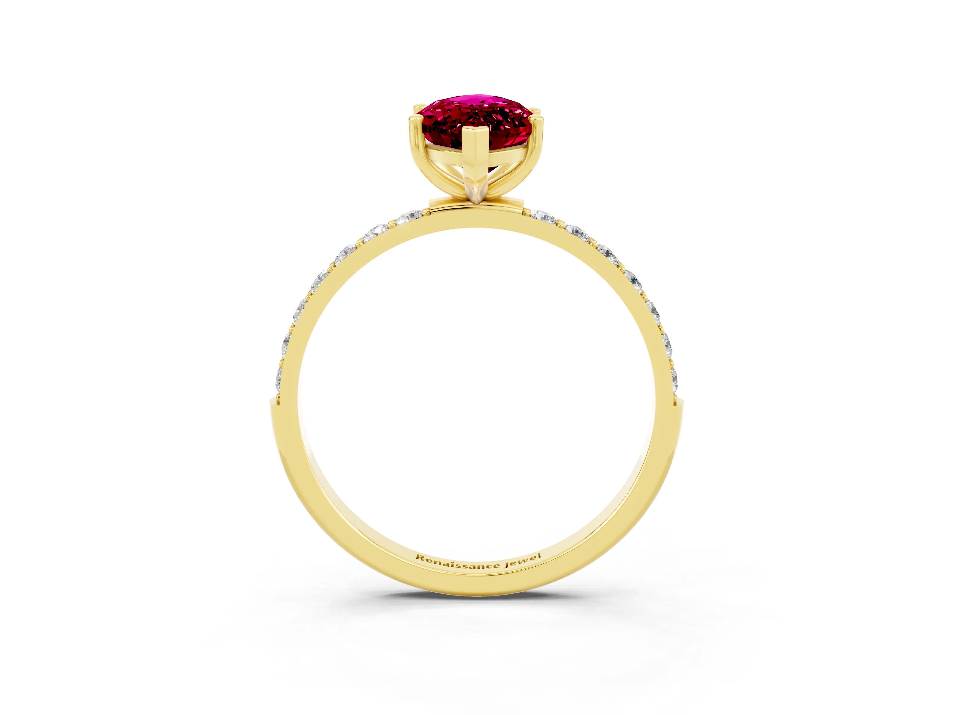 Yellow gold Marquise Cut Diamond Pavé Band with Six-Prong Setting_3