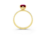 Yellow gold Marquise Cut Diamond Pavé Band with Six-Prong Setting_3