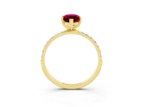 Yellow gold Marquise Cut Diamond Pavé Band with Six-Prong Setting_3
