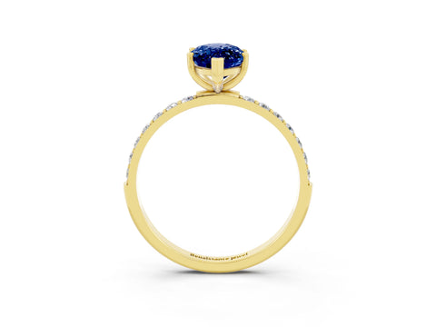 Yellow gold Marquise Cut Diamond Pavé Band with Six-Prong Setting_3