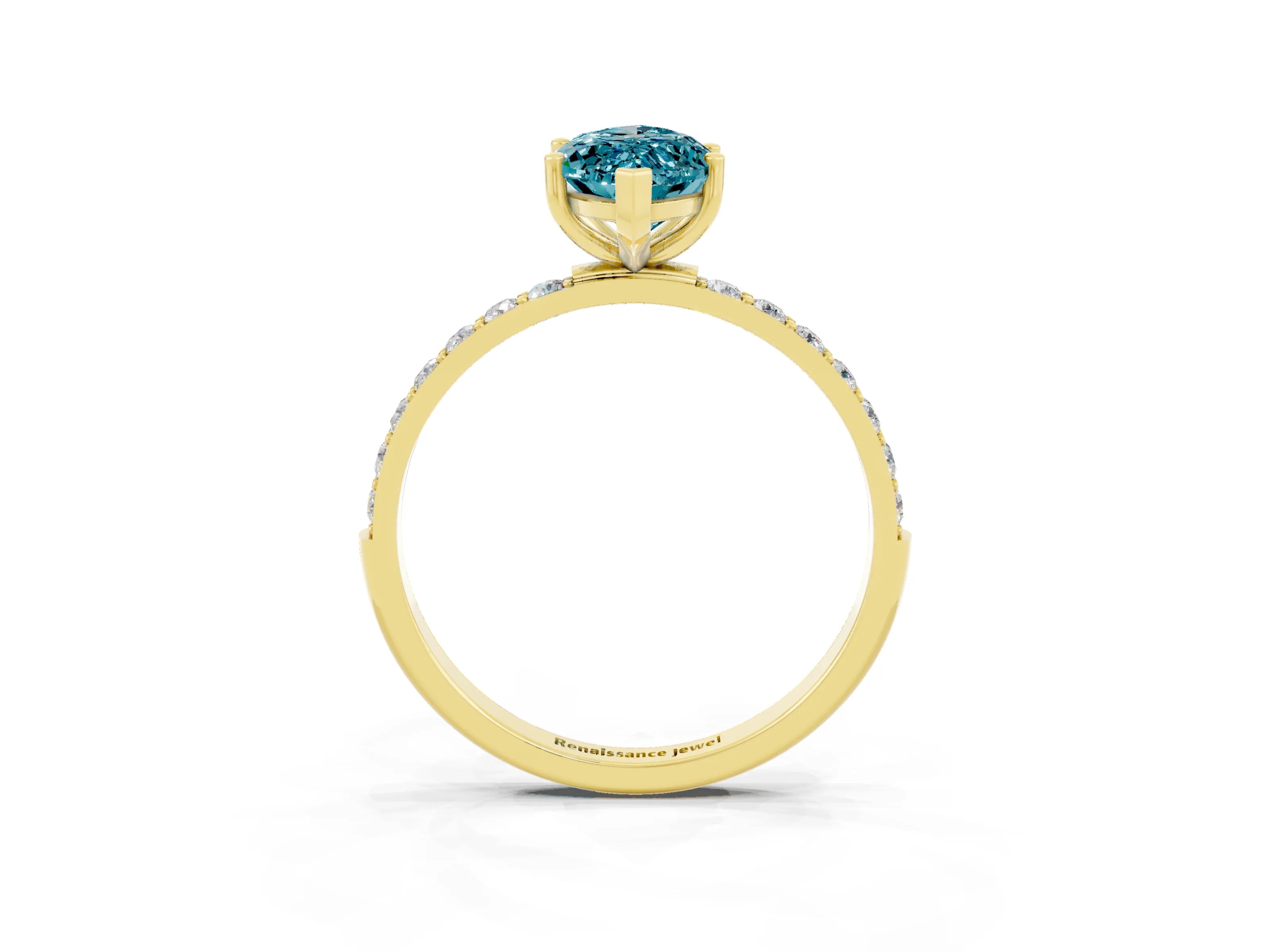 Yellow gold Marquise Cut Diamond Pavé Band with Six-Prong Setting_3