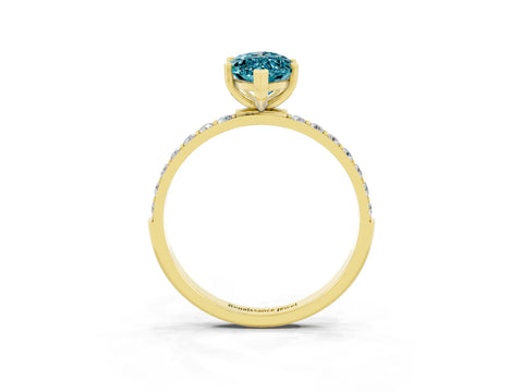 Yellow gold Marquise Cut Diamond Pavé Band with Six-Prong Setting_3