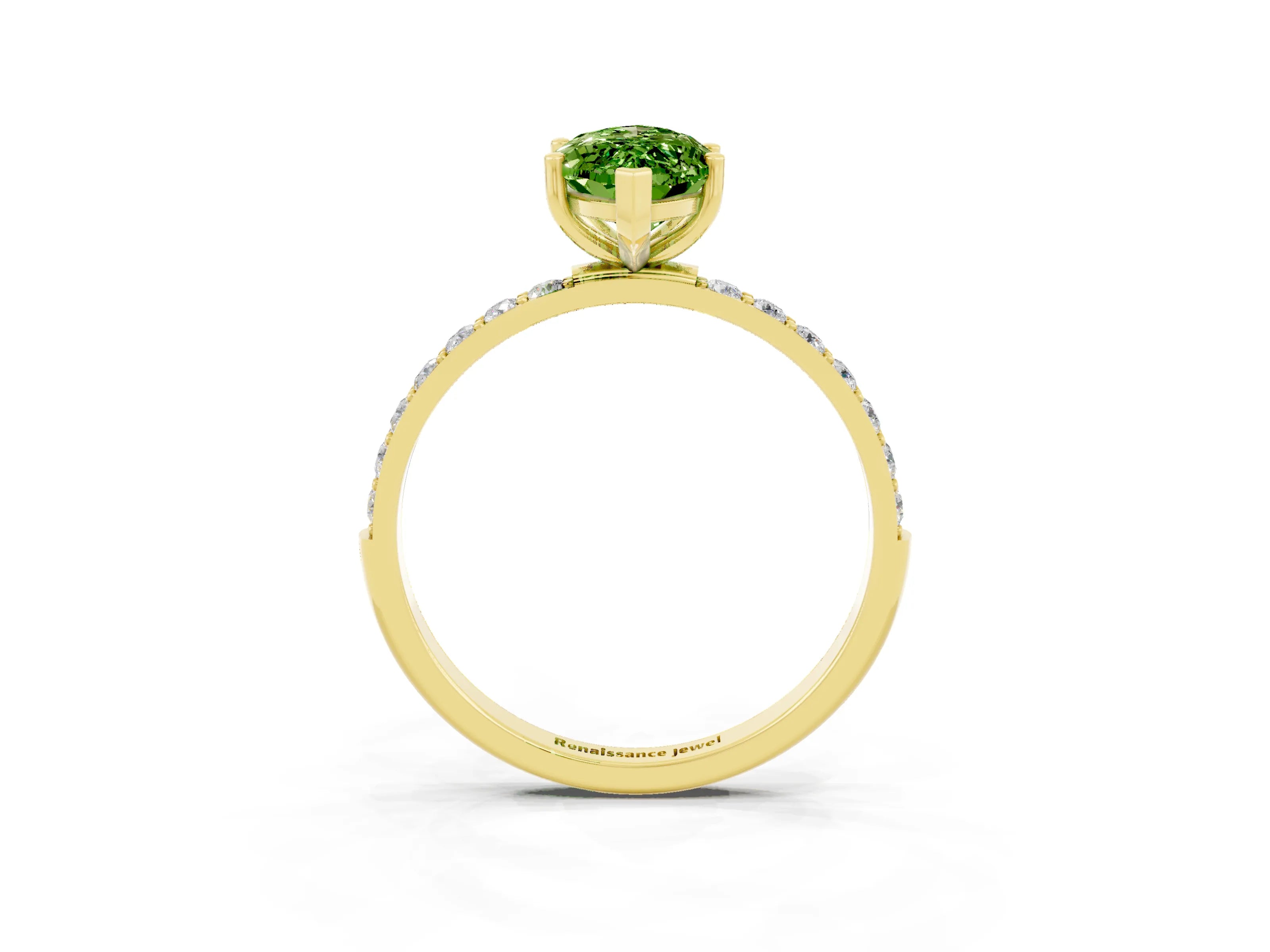 Yellow gold Marquise Cut Diamond Pavé Band with Six-Prong Setting_3