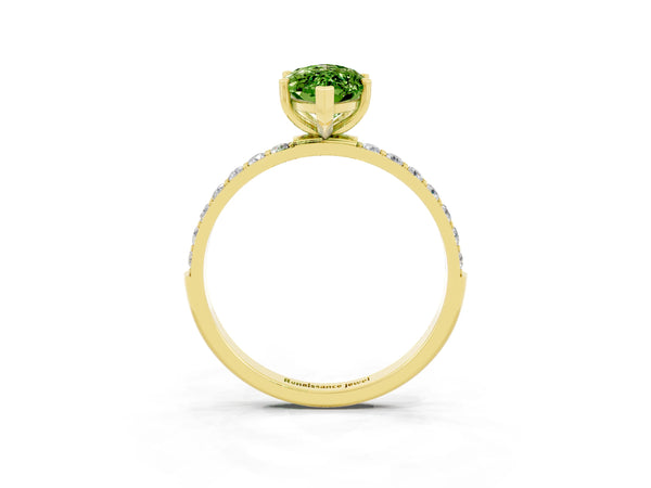 Yellow gold Marquise Cut Diamond Pavé Band with Six-Prong Setting