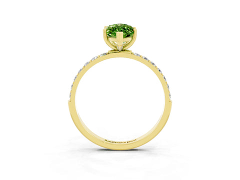 Yellow gold Marquise Cut Diamond Pavé Band with Six-Prong Setting_3