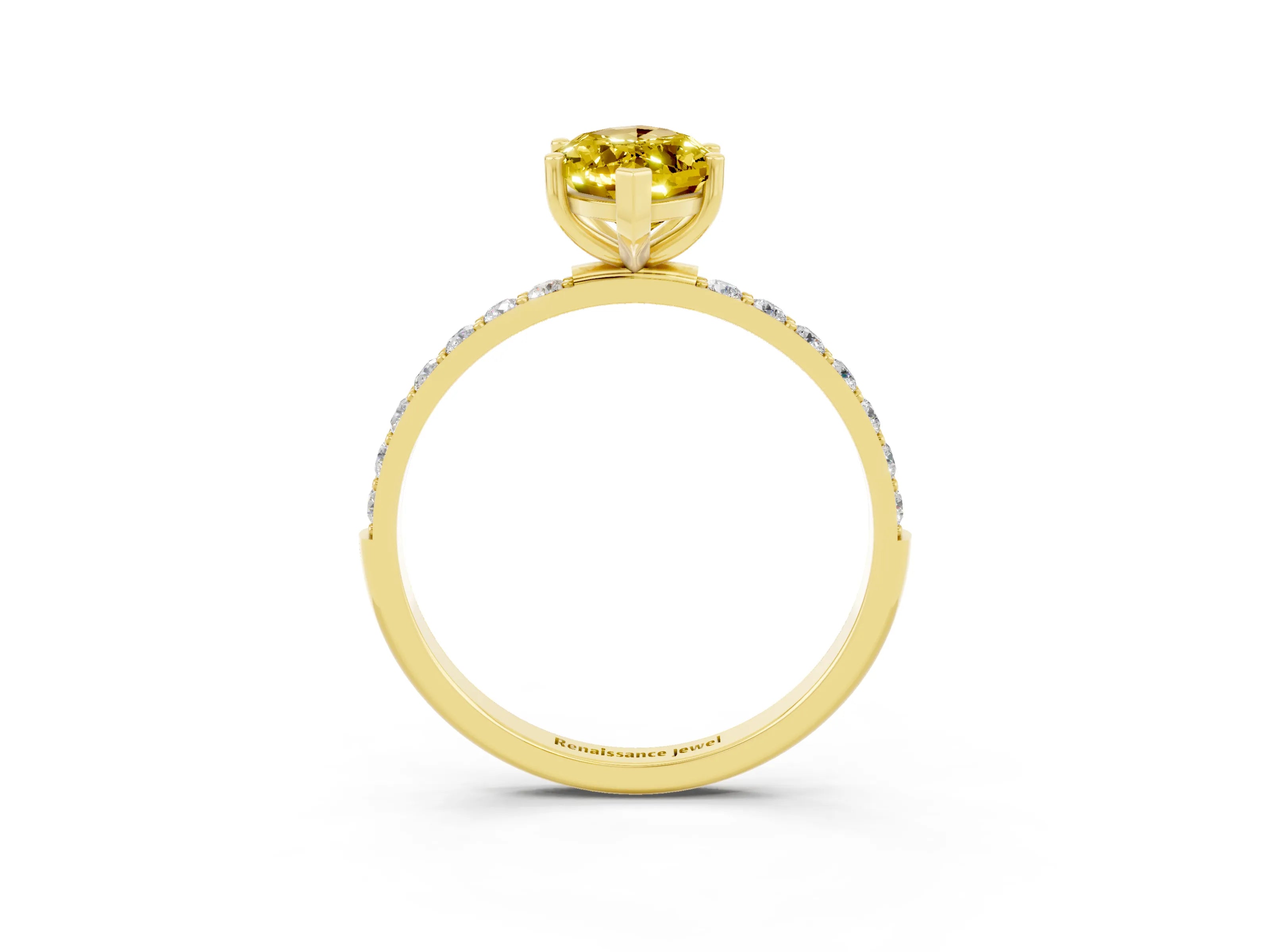 Yellow gold Marquise Cut Diamond Pavé Band with Six-Prong Setting_3