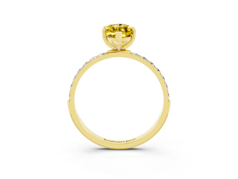 Yellow gold Marquise Cut Diamond Pavé Band with Six-Prong Setting_3