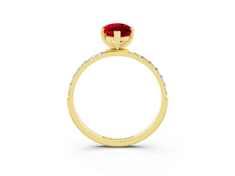 Yellow gold Marquise Cut Diamond Pavé Band with Six-Prong Setting_3
