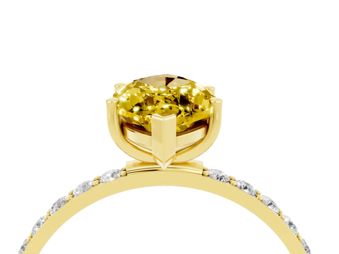 Yellow gold Marquise Cut Diamond Pavé Band with Six-Prong Setting_4