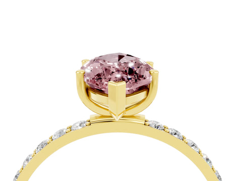Yellow gold Marquise Cut Diamond Pavé Band with Six-Prong Setting_4