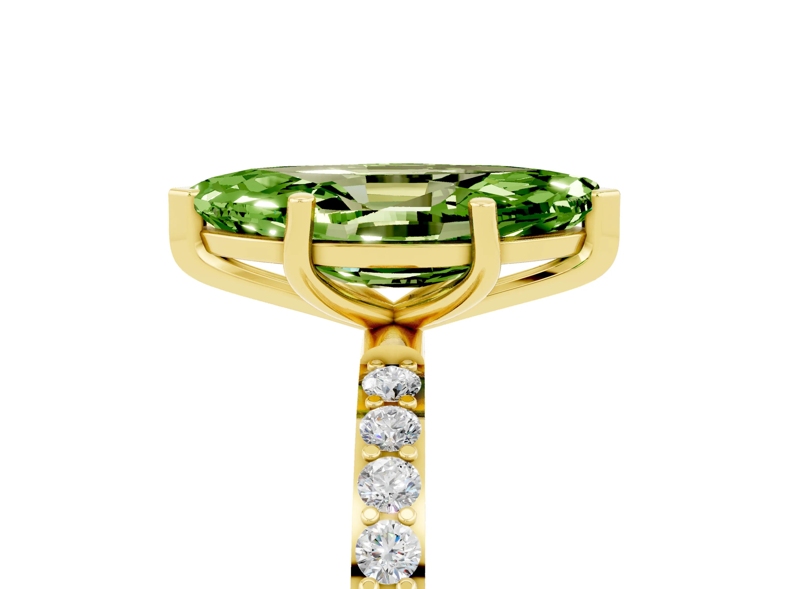 Yellow gold Marquise Cut Diamond Pavé Band with Six-Prong Setting_5