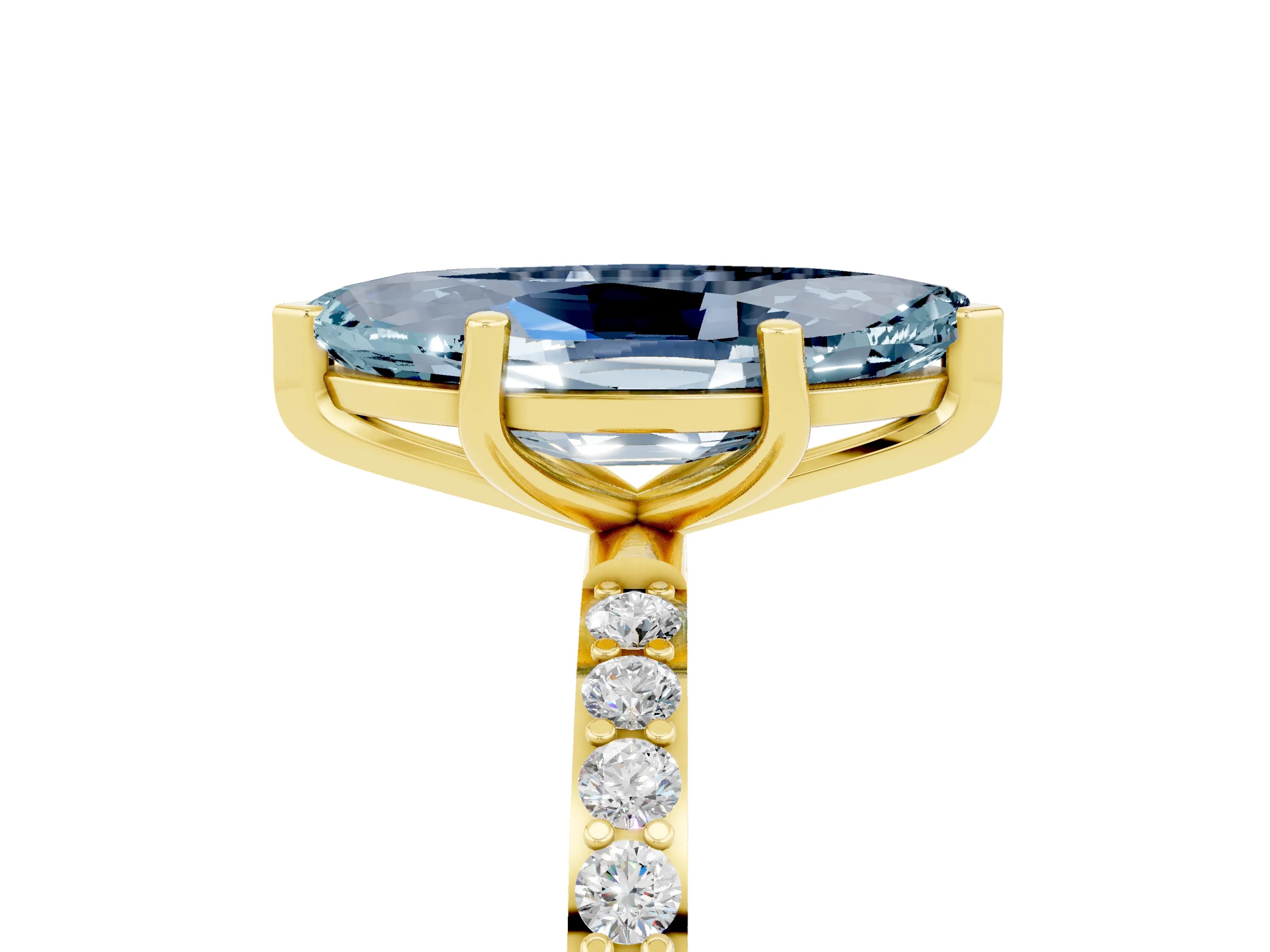 Yellow gold Marquise Cut Diamond Pavé Band with Six-Prong Setting_5
