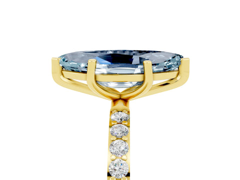 Yellow gold Marquise Cut Diamond Pavé Band with Six-Prong Setting_5
