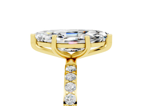 Yellow gold Marquise Cut Diamond Pavé Band with Six-Prong Setting_5