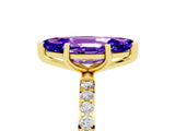 Yellow gold Marquise Cut Diamond Pavé Band with Six-Prong Setting_5