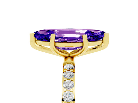 Yellow gold Marquise Cut Diamond Pavé Band with Six-Prong Setting_5