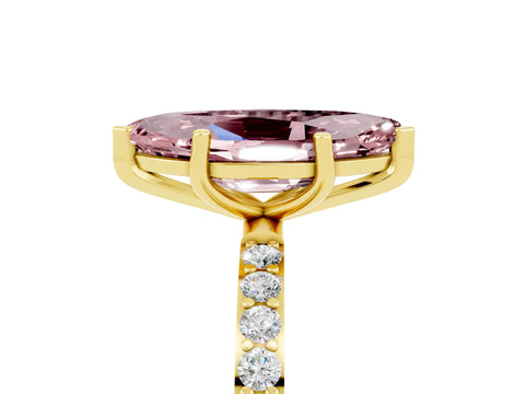 Yellow gold Marquise Cut Diamond Pavé Band with Six-Prong Setting_5