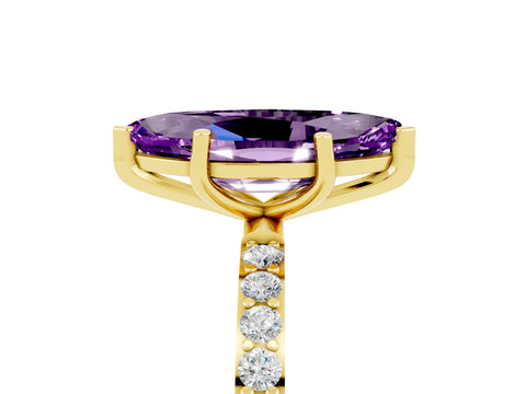 Yellow gold Marquise Cut Diamond Pavé Band with Six-Prong Setting_5
