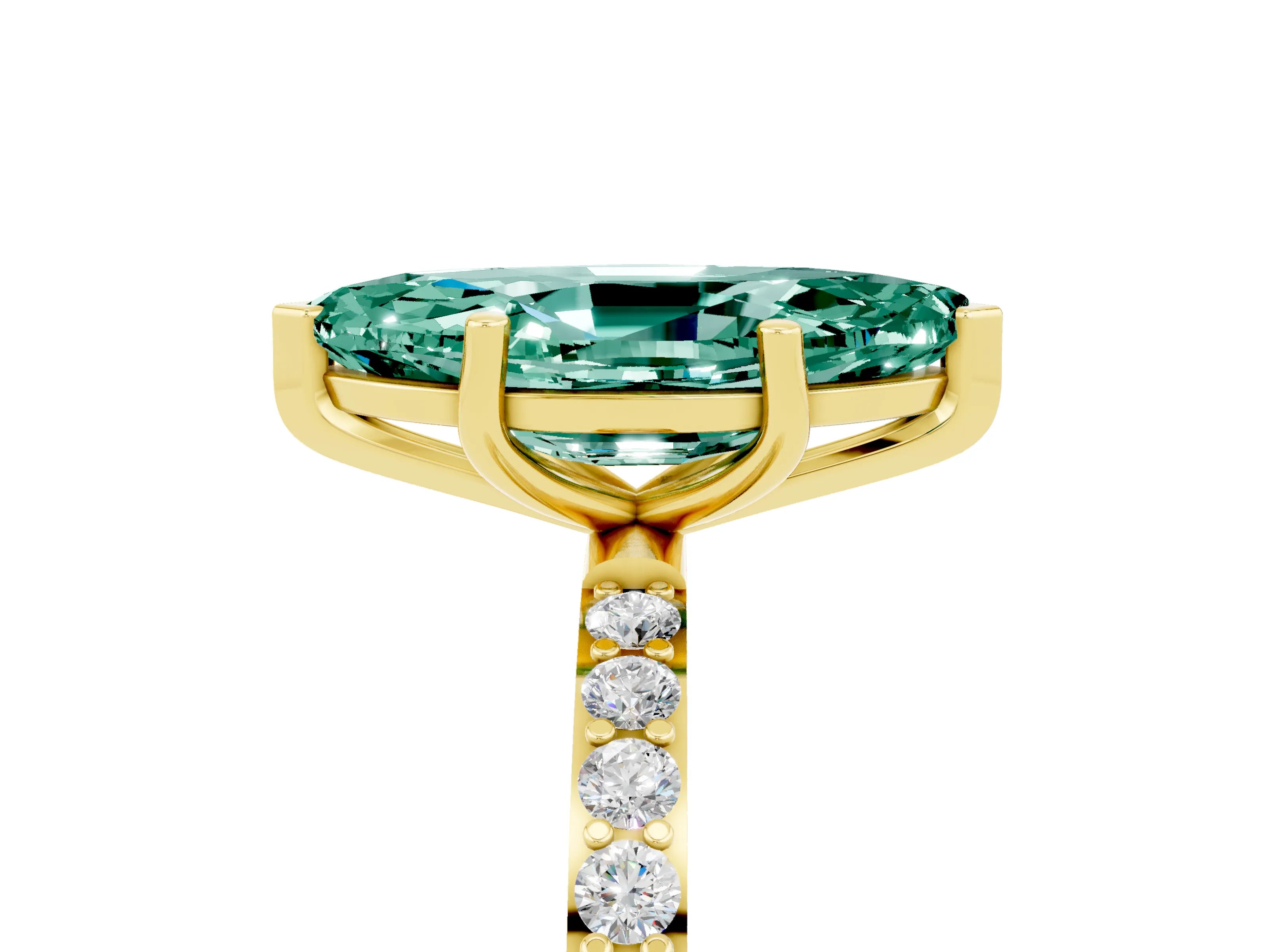 Yellow gold Marquise Cut Diamond Pavé Band with Six-Prong Setting_5