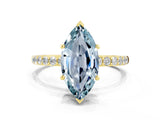 Yellow gold Marquise Cut Diamond Pavé Band with Six-Prong Setting