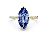 Yellow gold Marquise Cut Diamond Pavé Band with Six-Prong Setting