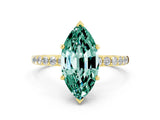 Yellow gold Marquise Cut Diamond Pavé Band with Six-Prong Setting