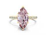 Yellow gold Marquise Cut Diamond Pavé Band with Six-Prong Setting