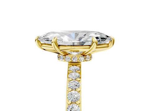 Yellow gold Marquise Cut Diamond Pavé Engagement Ring with Round with Moissanite side stone Accents and Prong Setting_5