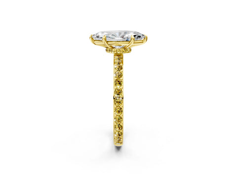 Yellow gold Marquise Cut Diamond Pavé Engagement Ring with Round with Yellow Sapphire side stone Accents and Prong Setting_2