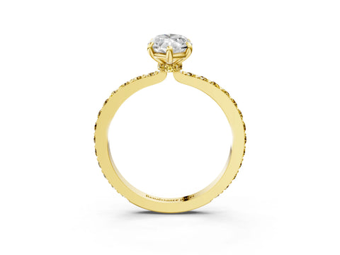 Yellow gold Marquise Cut Diamond Pavé Engagement Ring with Round with Yellow Sapphire side stone Accents and Prong Setting_3
